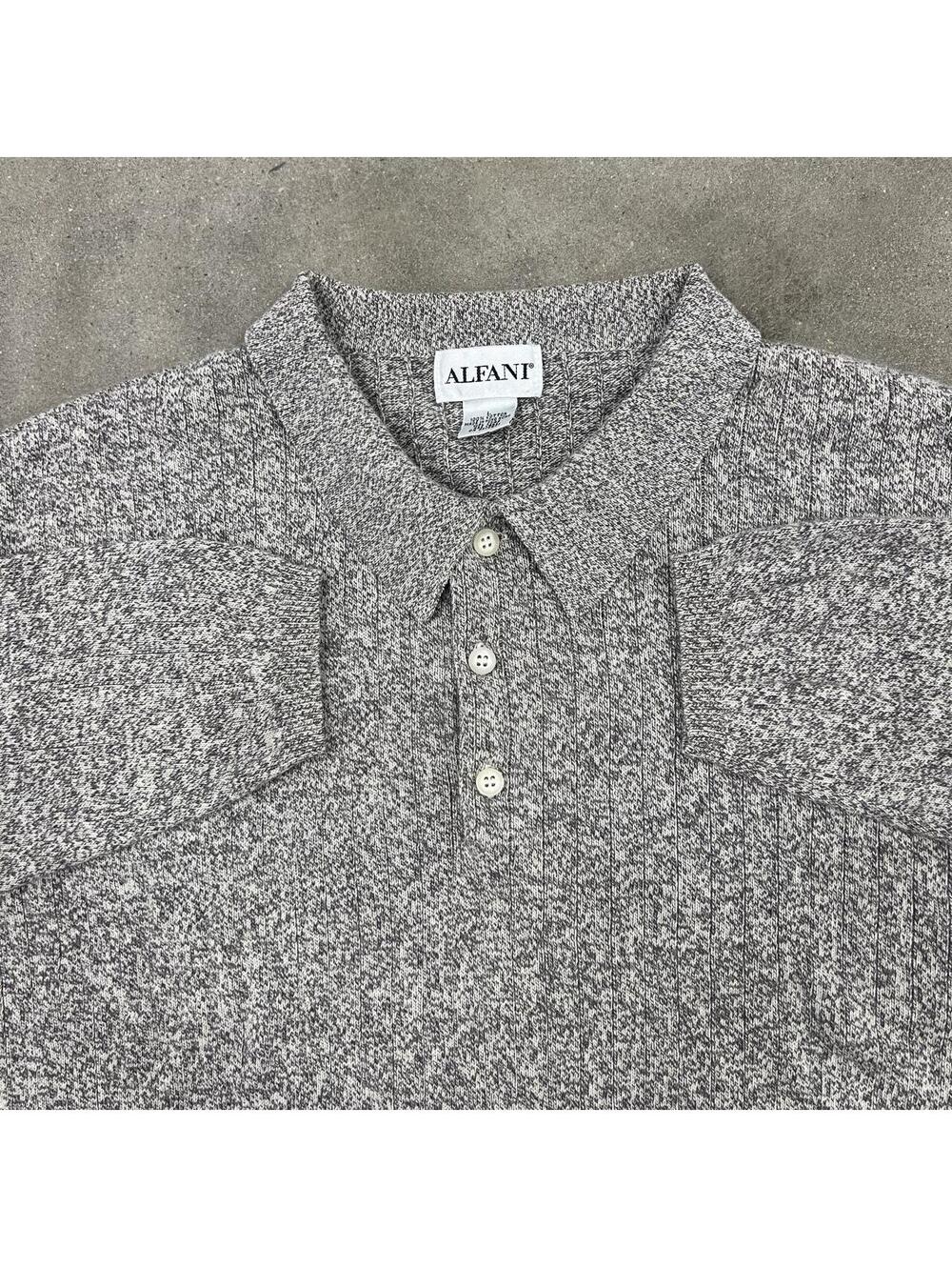 Vintage Alfani Sweater Gray & White Speckled Knit Sweater